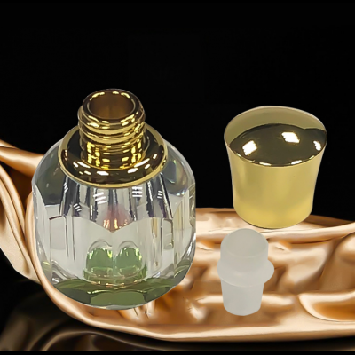 Round crystal roll on perfume bottle
